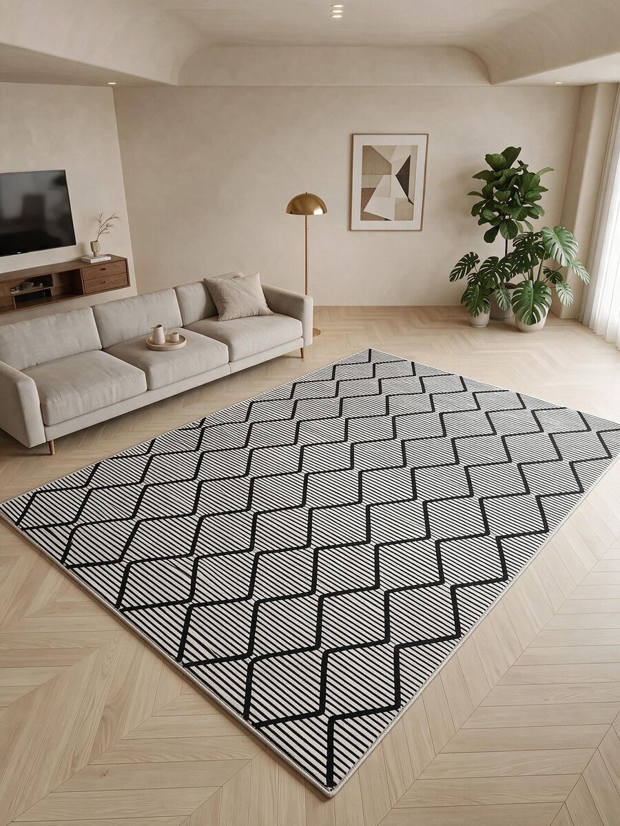 Digitally Printed Non-Slip Washable Runner And Area Rug, Modern Design | Modern, Scandinavian, Bohemian And Classic Styles | 100% Polyester - White - View 1