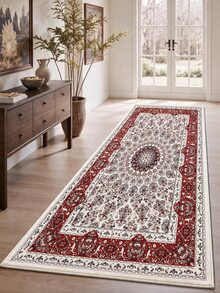 Digitally Printed Non-Slip Washable Runner And Area Rug, Modern Design | Modern, Scandinavian, Bohemian And Classic Styles | 100% Polyester - Coral Pink - View 6