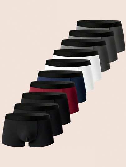SHEIN 10 pièces/paquet Boxers décontractés pour hommes, style minimaliste convenant pour l'été