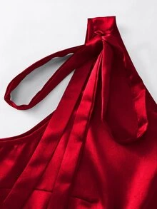 GlowEve CURVE Plus Size Women Sexy One-Shoulder Chiffon Solid Color Blouse - Burgundy - View 9