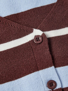 SHEIN MOD Cardigan Wanita Kasual dengan Motif Garis Kontras Warna, Musim Gugur/Dingin - MultiWarna - View 7
