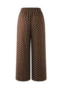Momance Elegant Maternity Wide Leg Long Pants With Front Pleats, Back Ruching And Polka Dot Pattern - Coffee Brown - View 5