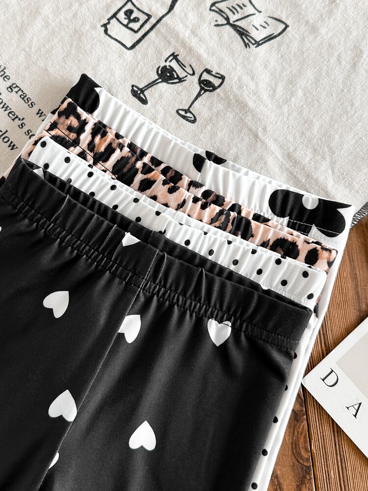 SHEIN 4pcs/Pack Baby Girl Infant Newborn Sweet Casual Floral Polka Dot Leopard Print Leggings, Baby Girl Pants, Suitable For Spring Autumn All Seasons - Multicolor - View 6