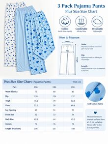 SHEIN 3PCS Plus Size Sleep Bottoms - Blue - View 3