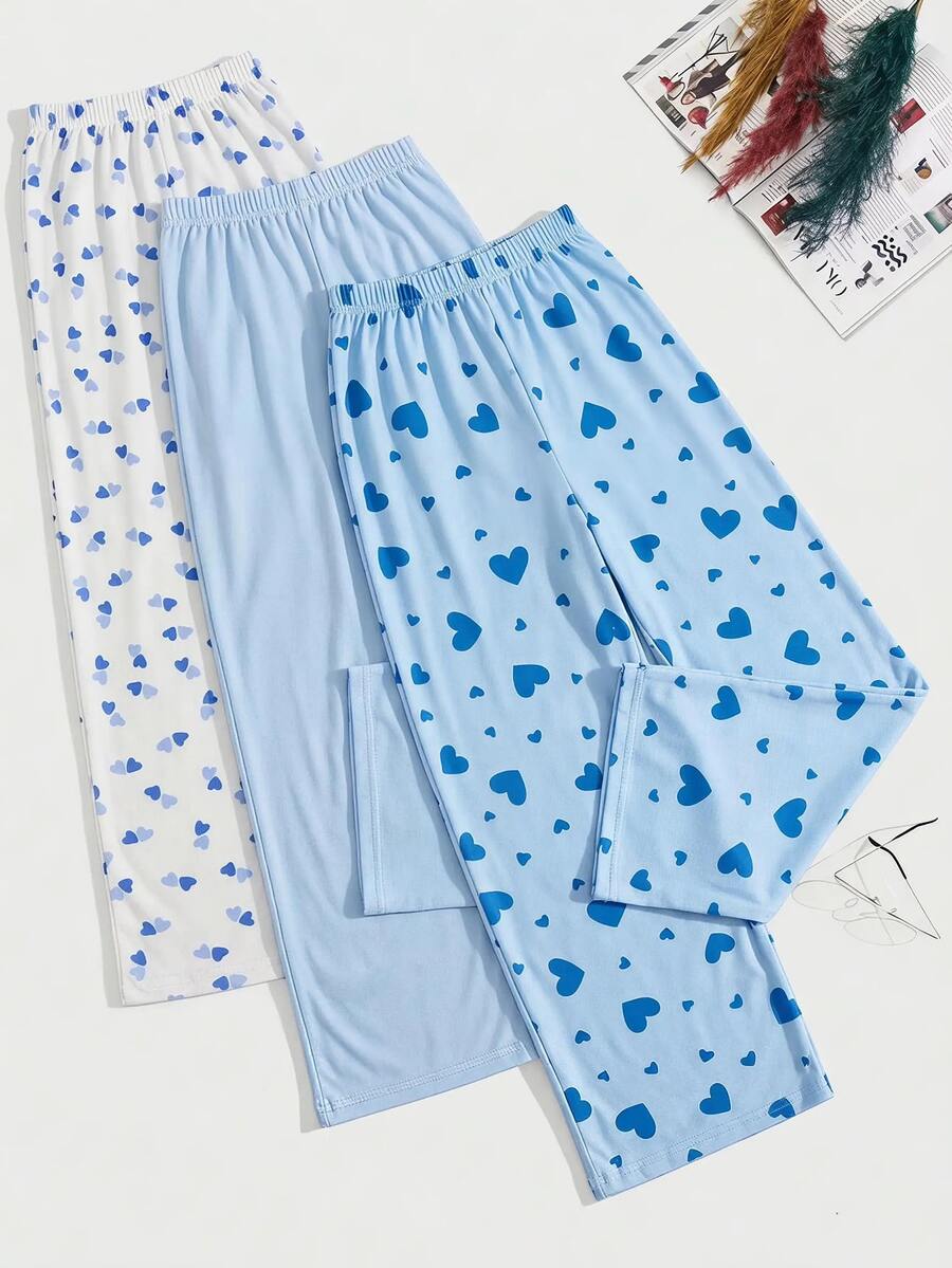 SHEIN 3PCS Plus Size Sleep Bottoms - Blue - View 1