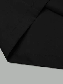 Shapeblank 新款優雅通勤晚宴正式直筒褲裝風開襟百褶黑色婚禮教師節披肩褲辦公長褲夏季 - 黑色 - 查看 5