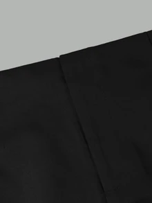 Shapeblank 新款優雅通勤晚宴正式直筒褲裝風開襟百褶黑色婚禮教師節披肩褲辦公長褲夏季 - 黑色 - 查看 4