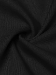 Shapeblank 新款優雅通勤晚宴正式直筒褲裝風開襟百褶黑色婚禮教師節披肩褲辦公長褲夏季 - 黑色 - 查看 6