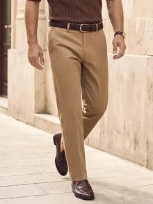 Suiteron Men's Solid Color Casual Versatile Commute Travel Suit Pants With Pockets Business Office Men's Old Money Style Formal,Suit Pants Brown - Khaki - View 3