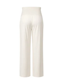 Momance-D Women's Khaki Maternity Long Pants With Adjustable Waist And Split Hem - Apricot - View 4