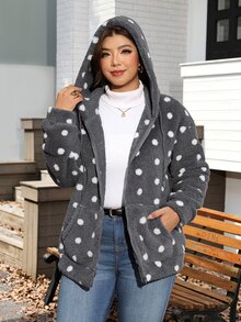 Comfylo 大尺碼女款波點休閒日常連帽外套 - 彩色 - 查看 6