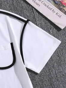SHEIN 男童休闲简约优雅T恤，采用牙签褶设计，面料舒适，适合夏秋穿着。 - 白色 - 查看 6