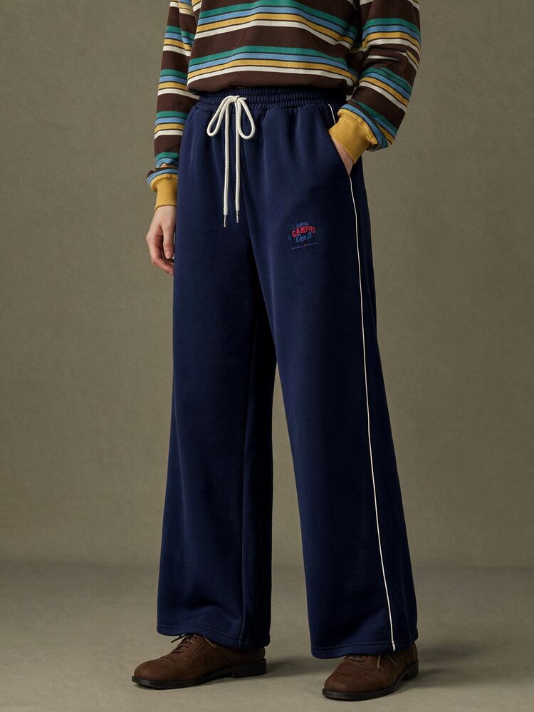 Elnivra Fashionable Women's Navy Blue Printed Knit Casual Sweatpants - Navy Blue - View 8