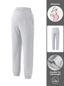 GentleRue Maternity Women's Comfortable Casual Grey Maternity Sweatpants - Grey - View 4