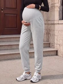 GentleRue Maternity Women's Comfortable Casual Grey Maternity Sweatpants - Grey - View 2