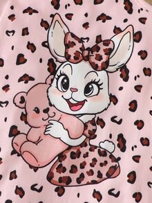 BABY GIRLS Cute Cartoon Cat & Pink Heart Pattern Spaghetti Strap Romper, Summer Casual Comfortable Loose Fit Long Pants - Multicolor - View 6