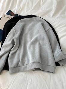 Resyla Plus Size Women Solid Color Long Sleeve Single-Breasted Casual Pocket Jacket, Autumn Fall - Grey - View 2