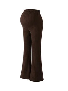 Momance Maternity Brown Casual Everyday Flare Pants - Brown - View 6
