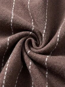 Omancia Gaun Sweater Wanita Elegan dengan Desain Bahu Terbuka dan Hiasan Renda Kontras - Coklat - View 5