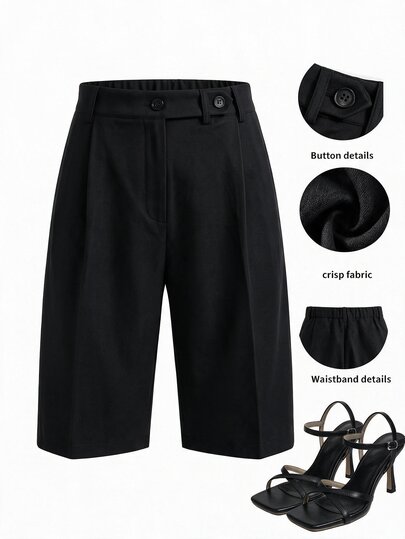 Lavishia Women's Solid Color Casual Versatile Daily Wear Mid-Length Pants