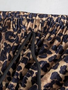Momance Maternity Leopard Print Casual Lounge Pants, Autumn - Brown - View 5