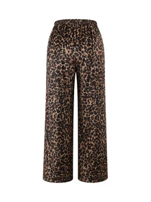 Momance Maternity Leopard Print Casual Lounge Pants, Autumn - Brown - View 2