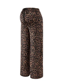 Momance Maternity Leopard Print Casual Lounge Pants, Autumn - Brown - View 3