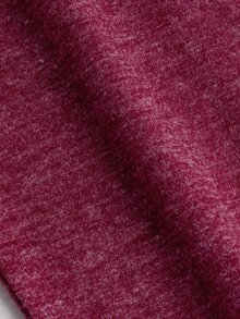 SHEIN Maternity-D Women's Burgundy Ruffle Hem Round Neck Button Decor Maternity Dress, Autumn/Winter Fall - Burgundy - View 10