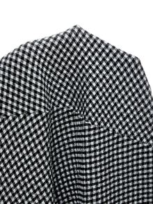 Mistrie Women's Sexy Ruched Plaid Halter Neck Tie Strap Vacation Dress - Black and White - View 10