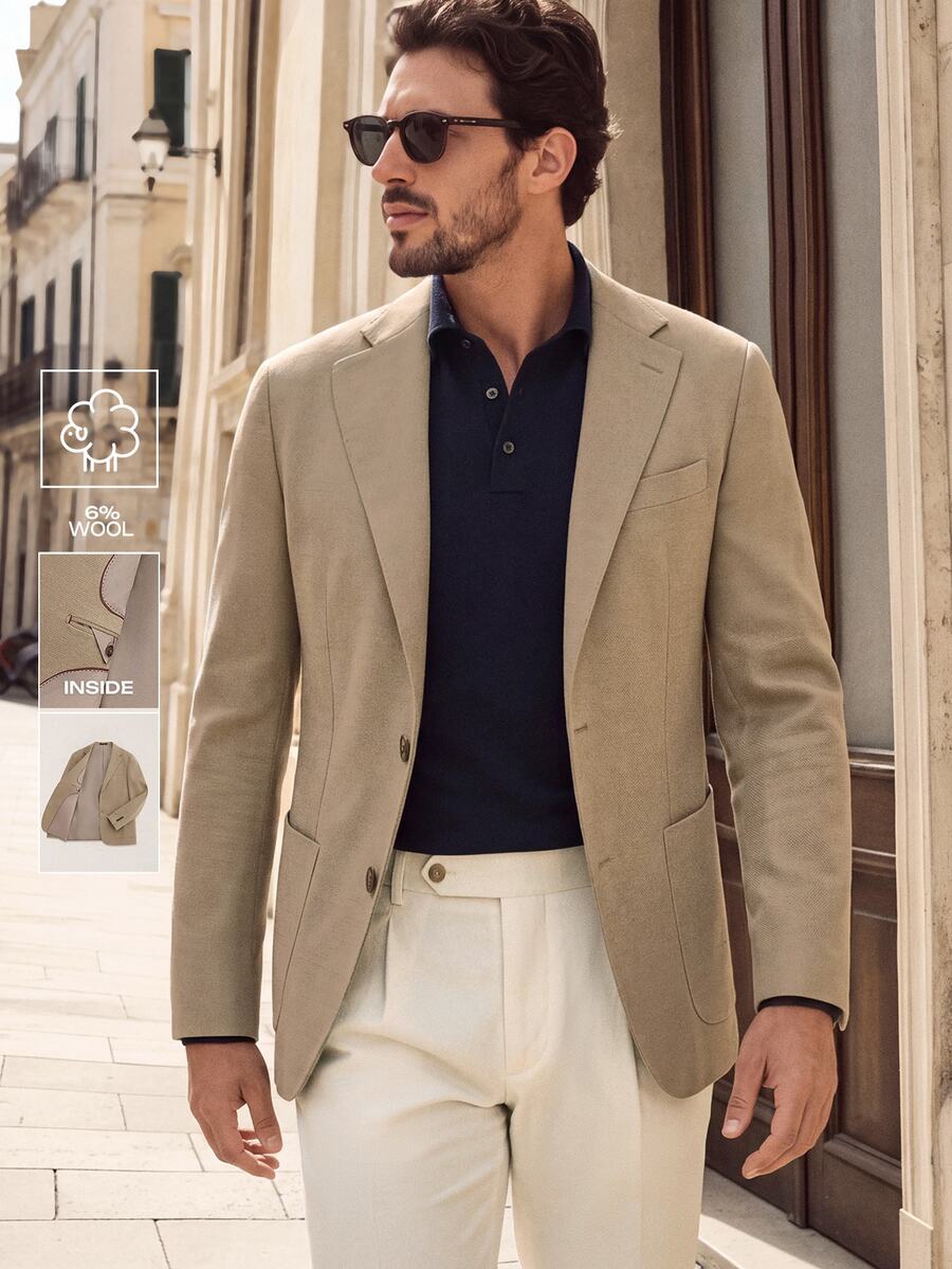 Suiteron Men's Casual Button Long Sleeve Pocket Business Blazer Men's Italian-Style Casual Blazer – Versatile For Work, Travel & Resort Wear Formal Old Money