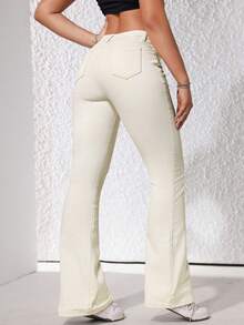 SHEIN ICON Women's Simple Solid Color Slim Fit Denim Jeans - Apricot - View 2