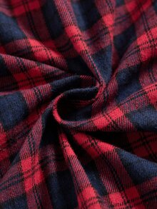 Rusticease Plus Size Plaid Lapel Long Sleeve Button Front Ruffle Trim Casual 80s 90s 70s Shirt Dress Autumn 2026 Beach Vacation Navy Blue Fall - Multicolor - View 6
