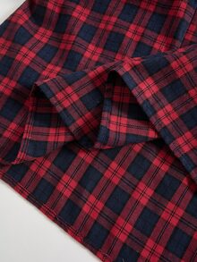 Rusticease Plus Size Plaid Lapel Long Sleeve Button Front Ruffle Trim Casual 80s 90s 70s Shirt Dress Autumn 2026 Beach Vacation Navy Blue Fall - Multicolor - View 8