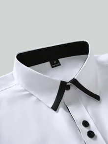 Manfinity Mode Men's Plaid Single-Breasted Casual Pocket Long Sleeve Shirt - White - View 4