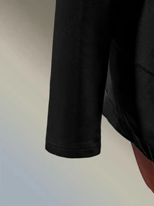 Amplova Solid Color Ruffle Trim Fitted Athletic Romper - Black - View 12