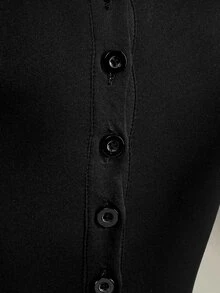Amplova Solid Color Ruffle Trim Fitted Athletic Romper - Black - View 10
