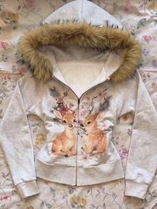 Sundraya Women's Digital Print Hooded Slim Fit Sweatshirt Jacket - Multicolor - View 4
