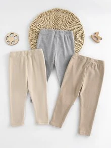 SHEIN Vintaside Kids 3pcs Spring/Autumn Simple Casual Baby/Toddler Boys Bottoms Ribbed Pants Versatile 3-Piece Set - Multicolor - View 2
