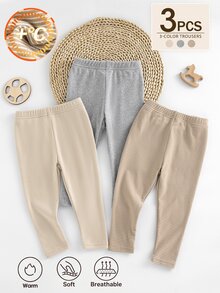 SHEIN Vintaside Kids 3pcs Spring/Autumn Simple Casual Baby/Toddler Boys Bottoms Ribbed Pants Versatile 3-Piece Set - Multicolor - View 3