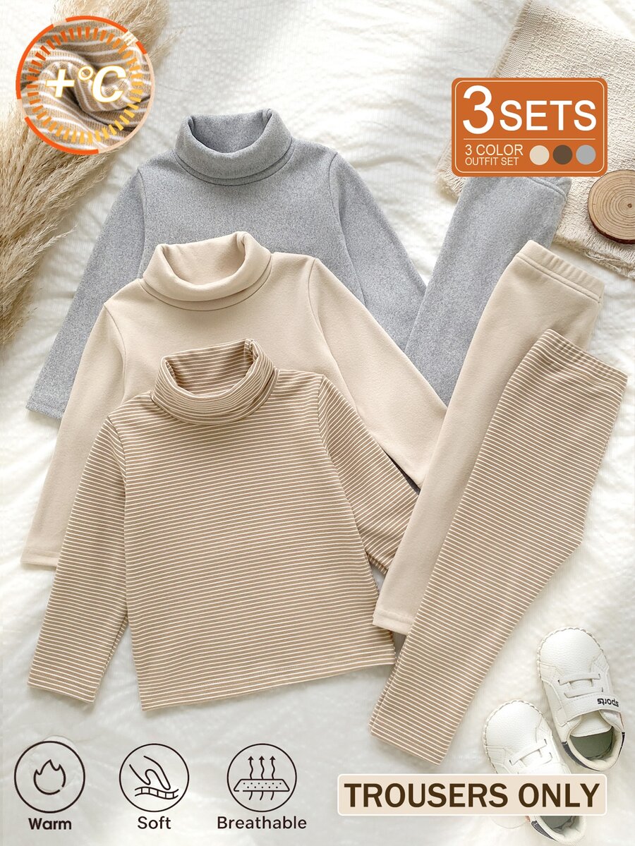 SHEIN Vintaside Kids 3pcs Spring/Autumn Simple Casual Baby/Toddler Boys Bottoms Ribbed Pants Versatile 3-Piece Set - Multicolor - View 1