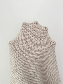 SHEIN Turtleneck Drop Shoulder Split Hem Sweater - Apricot - View 7