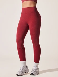 Eassivo Eassivo Women's Solid Color High Waist Seamless Leggings - Burgundy - View 7
