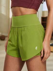 SHEIN Sports Women's Sports Shorts With Pockets, Yoga Pants, Running - Green - View 1