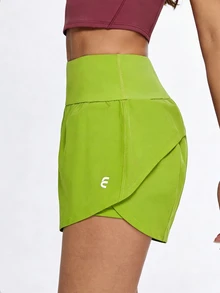 SHEIN Sports Women's Sports Shorts With Pockets, Yoga Pants, Running - Green - View 7