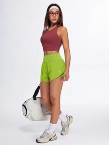 SHEIN Sports Women's Sports Shorts With Pockets, Yoga Pants, Running - Green - View 10