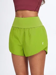 SHEIN Sports Women's Sports Shorts With Pockets, Yoga Pants, Running - Green - View 9