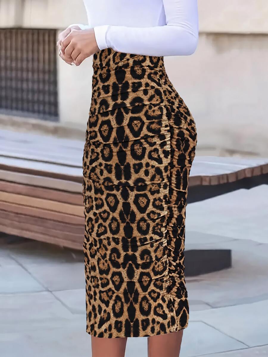 SHEIN Women Summer Fashionable Leopard Print Bodycon Skirt Fall Cloth For Women - Multicolor - View 1
