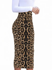 SHEIN Women Summer Fashionable Leopard Print Bodycon Skirt Fall Cloth For Women - Multicolor - View 4