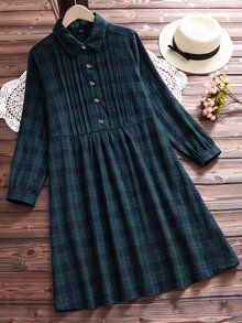 Rusticease Plus Size Colorblock Button Button Front Lapel Collar Long Sleeve Dress Fall Winter 2026 - Multicolor - View 12