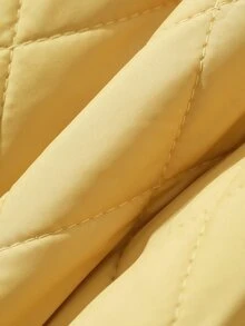 Livesso Jaket Wanita Longgar Warna Kuning dengan Tudung, Tali Serut, Lengan Panjang, Tebal, dan Dekorasi Saku, Musim Dingin - Kuning - View 7